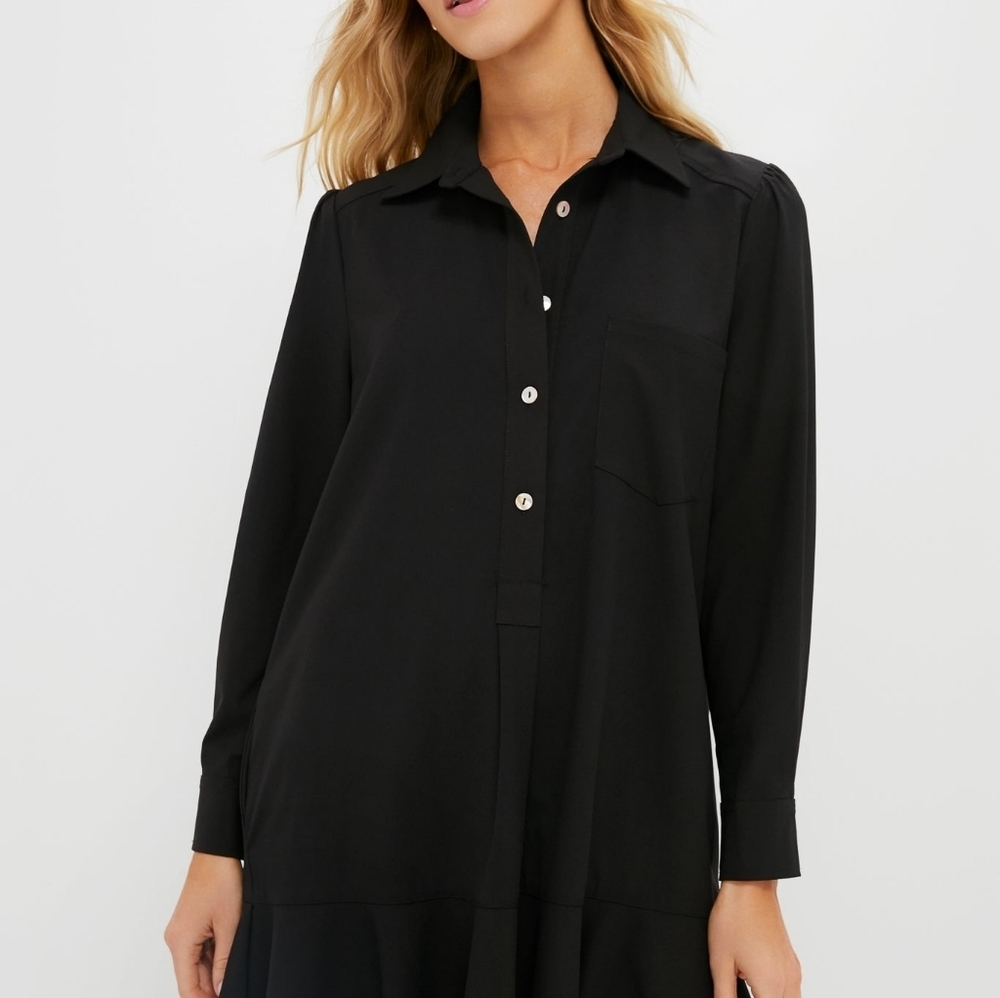 TUCKERNUCK POMANDER PLACE Black Crepe Callahan Shirt Dress Medium - Picture 12 of 12